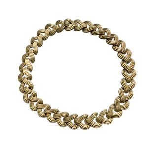 Crown Trifari Two-Tone Braid Choker Necklace with Push Clasp